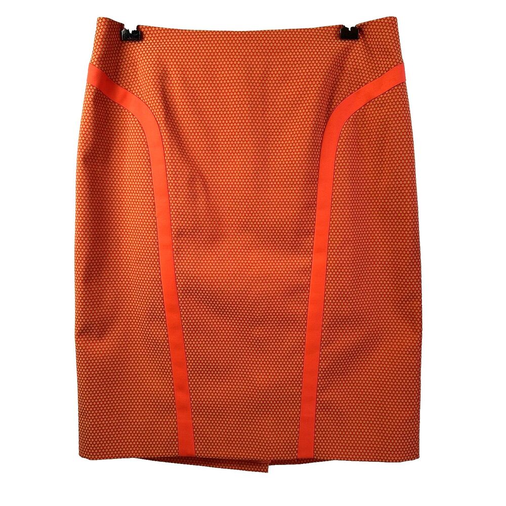 Etcetera Women's Orange Patterned Knee-Length Pencil Skirt Sz 8